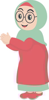 Cute Little Girl Muslim with Green Veil vector