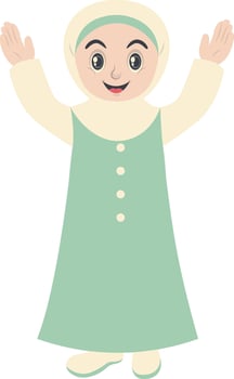 Happy Little Girl Muslim with White Hijab vector