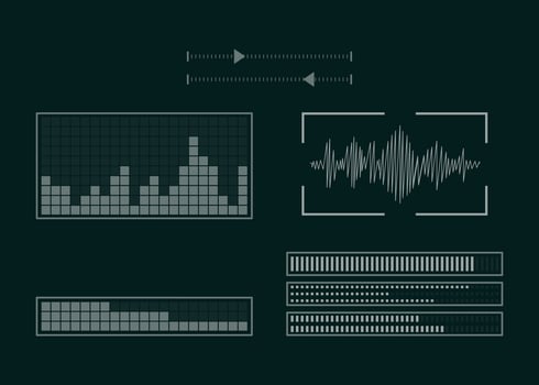 The screen with the audio program. The set of equalizer. Sound setting. vector