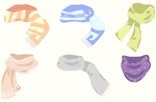 Six colorful scarves on a white background vector