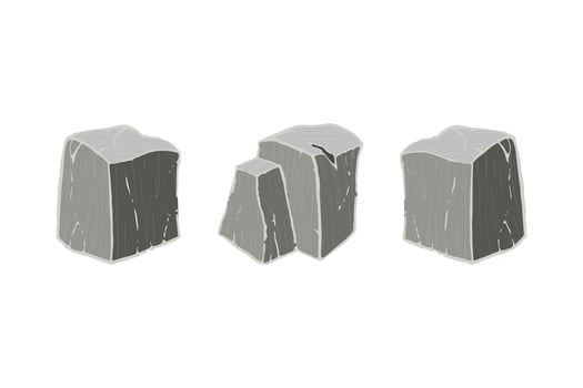 Cube shape stone set. Different rock blocks. vector