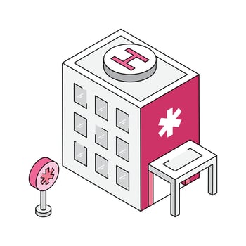 Isometric hospital icon representing healthcare facilities vector