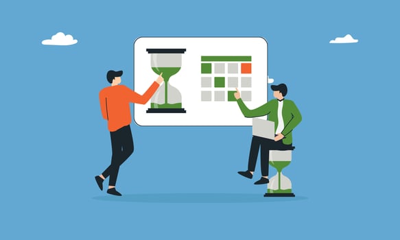 People Time management and schedule planning scenes. vector