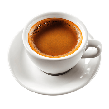 Espresso coffee in white cup on saucer on transparent background png
