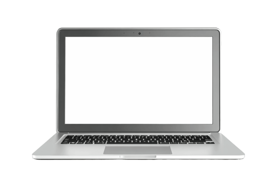 Minimalist Silver Laptop with Blank Monitor on Transparent Background png