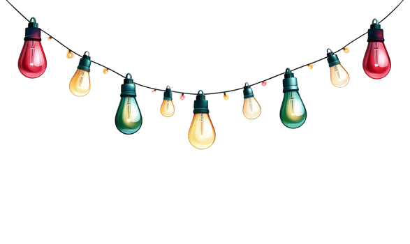 Decorative LED String Lights on Transparent Background png