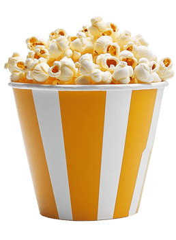 Overflowing Popcorn Bucket with Stripes on Transparent Background png