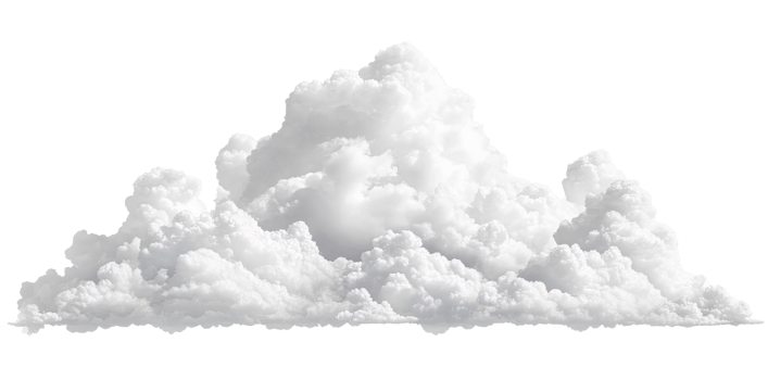 Natural White Cumulus Cloud Floating on Transparent Background png