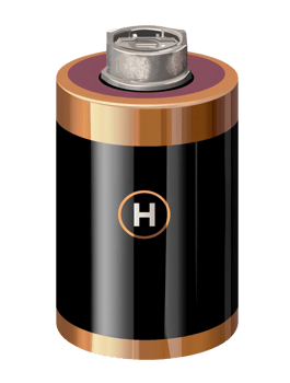 Battery with letter h on transparent background, isolated png