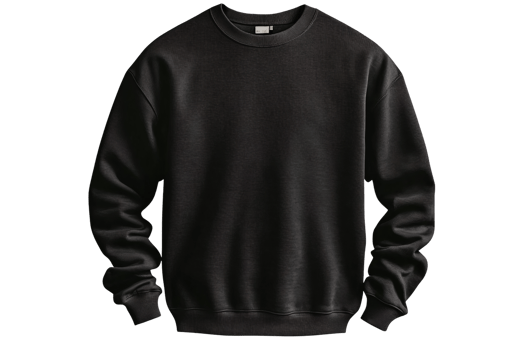 Black crew neck sweatshirt on transparent background png