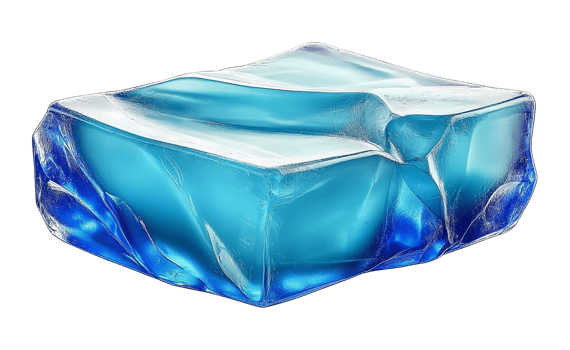 Blue ice cube 3d render on transparent background png