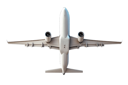 Airplane overhead view isolated on Transparent Background png