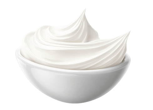 Creamy whipped cream in bowl on transparent background png