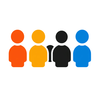 Colorful group of people icons on transparent background png