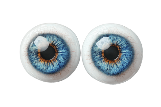 Blue eyes close up, realistic detailed iris, on transparent background png