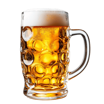 Golden beer in a ma glass on transparent background png