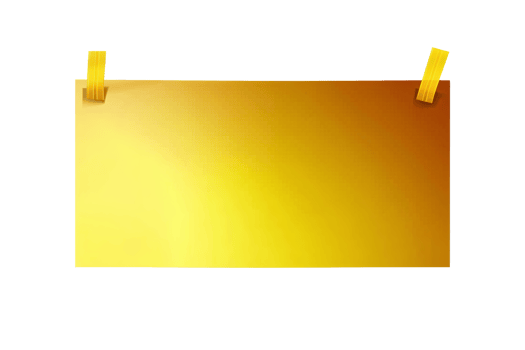 Gold gradient note paper with tape on transparent background png