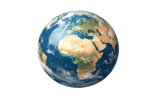 Earth globe on transparent background detailed 3d render png
