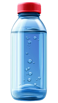 Blue water bottle with red cap on transparent background png