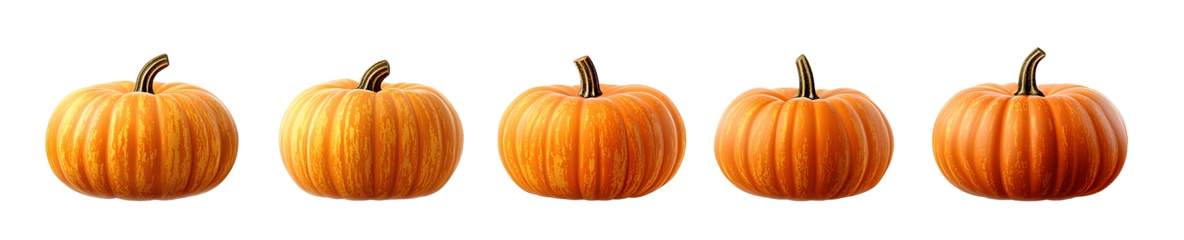 Pumpkins orange and yellow stripes isolated on transparent background png