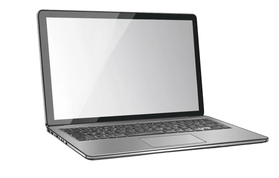 Silver laptop computer with blank screen isolated on transparent background png