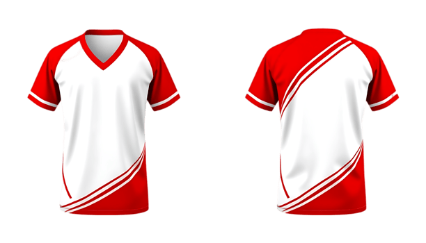 Red and white soccer jersey mockup png
