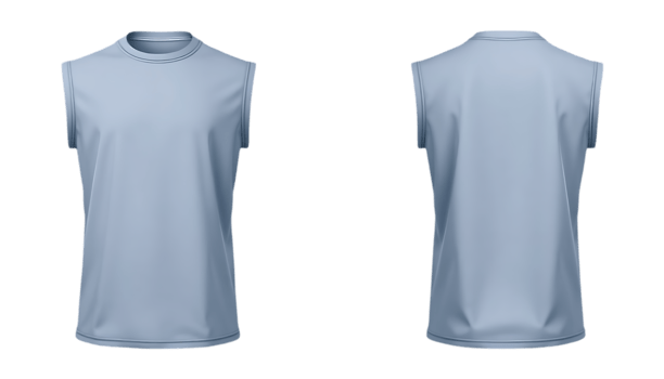Sleek Light Blue Sleeveless Shirt Mockup Front and Back View, Clean and Minimalist Design for Athletic Apparel png