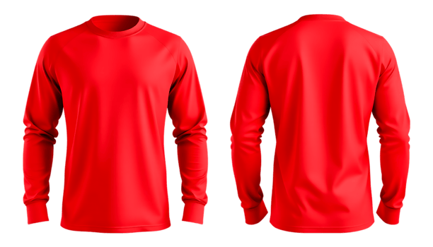 Red long sleeve shirt mockup png