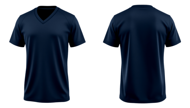 Navy blue v-neck t-shirt mockup png