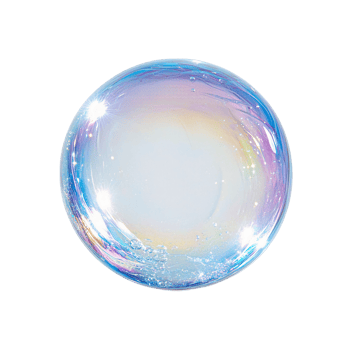 Iridescent soap bubble on transparent background png
