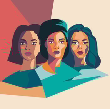 banner abstraction of women of different nationalities. A group of beautiful women of different beauty and skin color. concept of movement for gender equality and women's empowerment vector