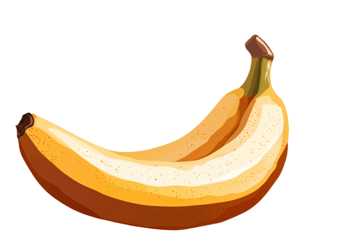 Ripe yellow banana isolated on transparent background png