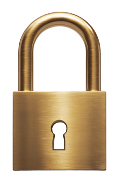 Gold padlock on transparent background png