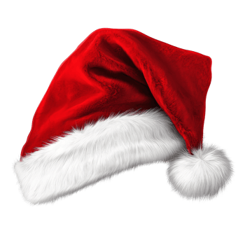 Bright Red Holiday Santa Hat with Plush White Trim png