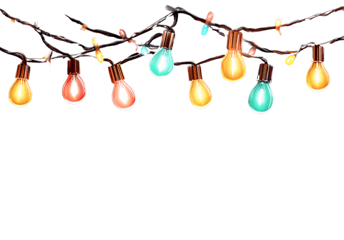 Colorful string lights on transparent background png