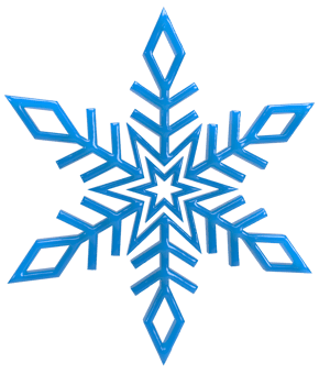 snowflake 3d render blue color png
