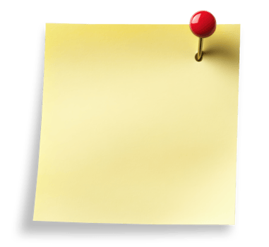Yellow paper note with red thumbtack isolated on transparent background png