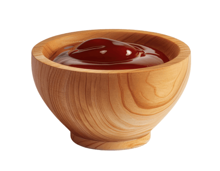 Wooden bowl with barbecue sauce isolated on transparent background png