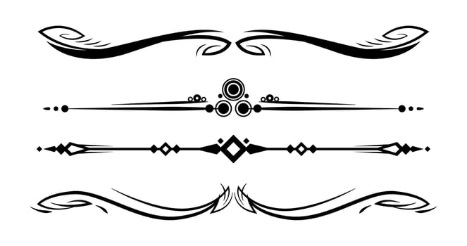 Calligraphic art ornamental 4 divider collection on black colour vector
