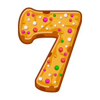 Slot symbol 7 like biscuit cookie. Gingerbread number 7, Christmas cookies Seven. Birthday number png
