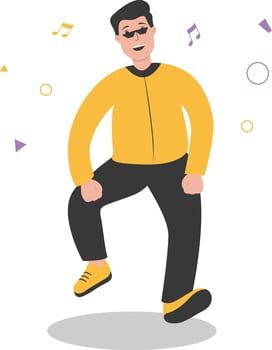 Male Dancer Character with Yellow Casual Clothes vector