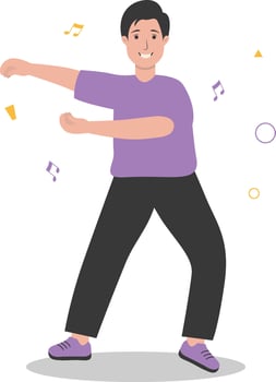 Male Dancer Character with Violet Casual Clothes vector