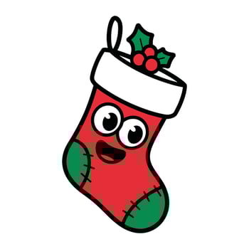 Cute Christmas Stocking with Holly Illustration vector