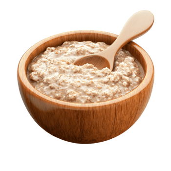 Oats in Wooden Bowl with Spoon png