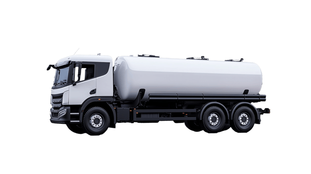 White Tanker Truck Side View on Transparent Background png
