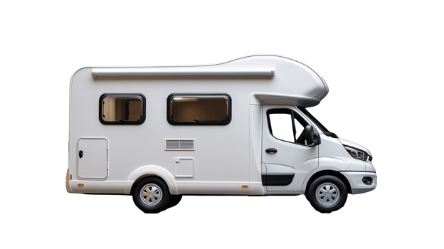 White Camper Van on Transparent Background for Travel and Adventure png