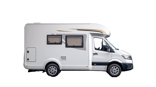 White Camper Van on Transparent Background for Travel and Adventure png