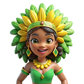 Brazilian female character wearing carnival costume 3d illustration png