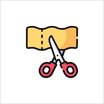 A pair of scissors cutting a piece of paper vector