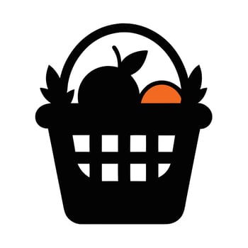 A basket with fruit in it on a white background vector